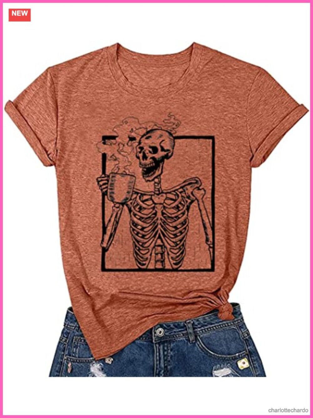 Halloween Skeleton T-Shirt Funny Skull Graphic Tee Casual Cotton Blend Short